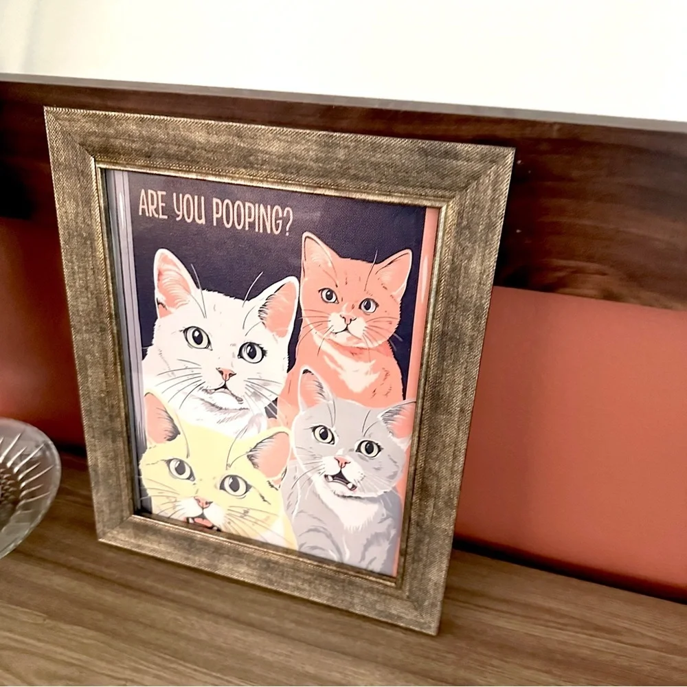 Cats Are You Pooping? Canvas Art Print Curious Cats Quirky Bathroom Framed Art